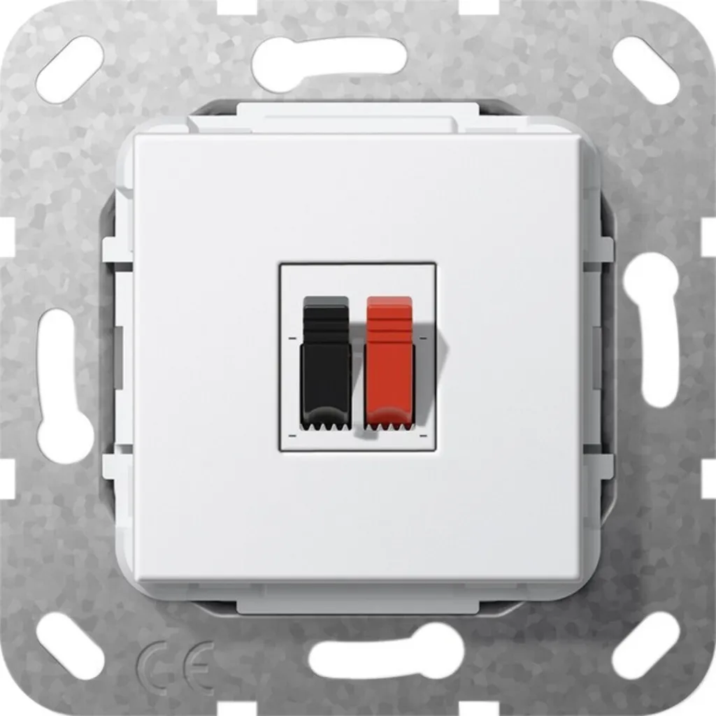 Insert audio GIRA 569203 avec bornes automatiques, coloris blanc brillant
