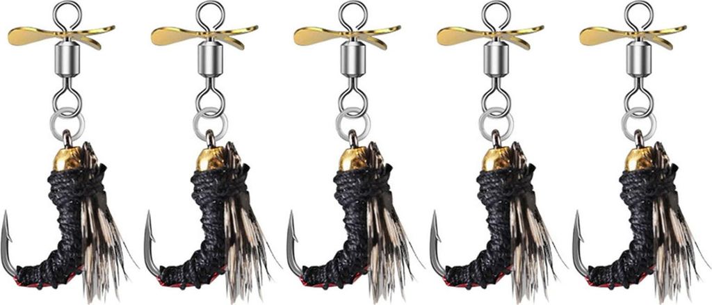 5 Stück bionische Angelköder mit scharfem Haken, kompaktes Design, tragbar, drehbar, für Salzwasser und Süßwasser, Swimbaits, Fliegenfischen
