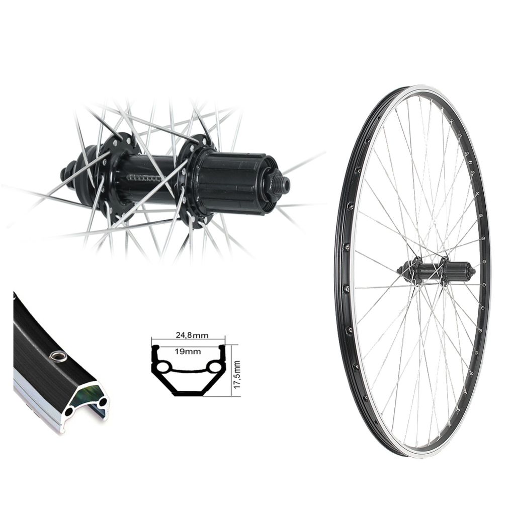 Bärwinkels 28 Zoll Hinterrad Hohlkammer Shimano Industrielager 8 ,9,10 fach V-Brake 622-19