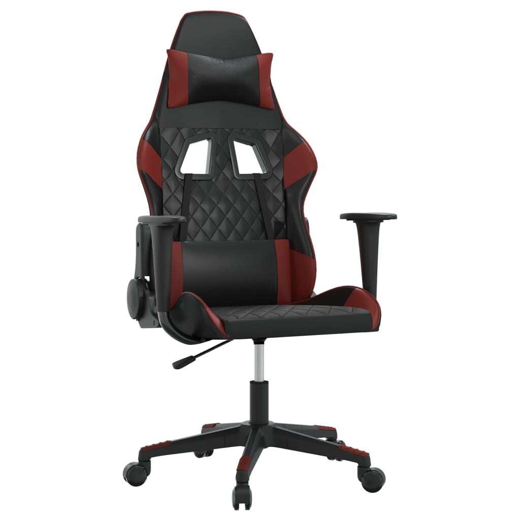 Gaming-Stuhl mit Massagefunktion Schwarz und Weinrot Kunstleder