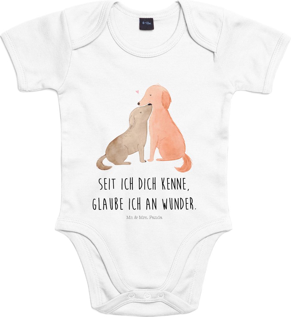 Mr. & Mrs. Panda Strampler Baby Hunde Liebe 3. - 6. Monat - Heather Grey - Geschenk, Vertrauen, Optimitisch, Wunder, Babybody, strampelanzug, Kurza...