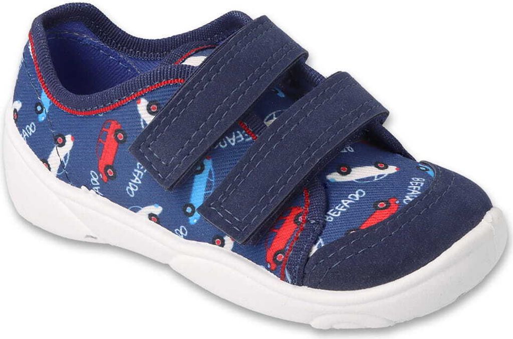 Jungen Turnschuhe Befado 907P162 Blau mit Wagen, Klettverschluss