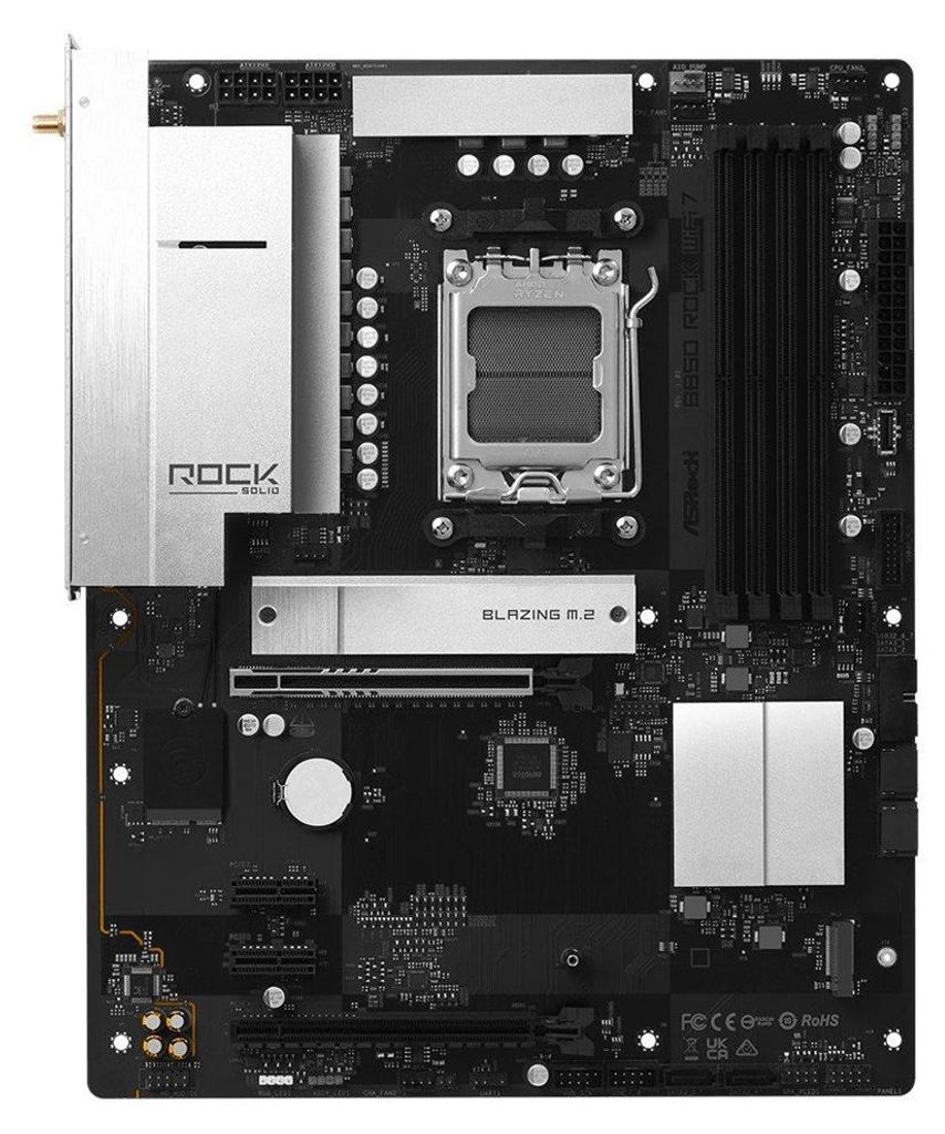 ASRock B850 Rock WiFi 7 - Motherboard - ATX - Socket AM5 - AMD B850 Chipsatz - USB-C 3.2 Gen 1, USB 3.2 Gen 1, USB 3.2 Gen 2, USB-C 3.2 Gen2 - 2.5 ...