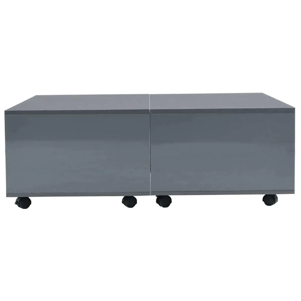Table basse laquée gris brillant 100x100x35 cm - Surface Grande Taille - 4