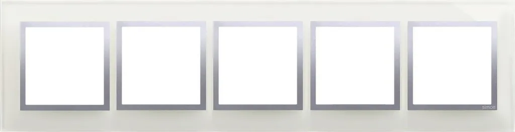 Plaque de finition 5 postes en verre Simon 54 Nature Silver Mist IP44