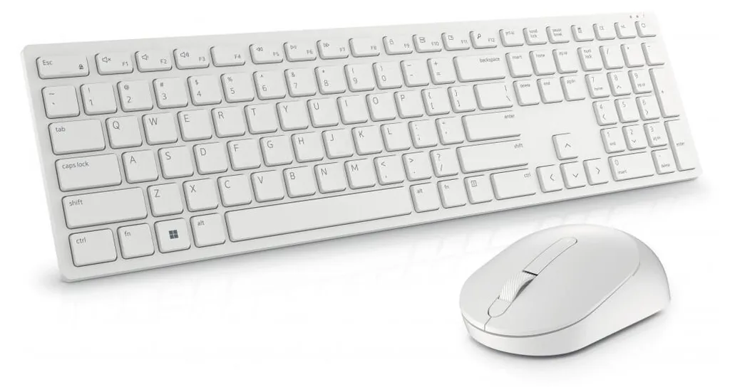 Set clavier et souris Dell sans fil KM5221W blanc pour bureau et télétravail
