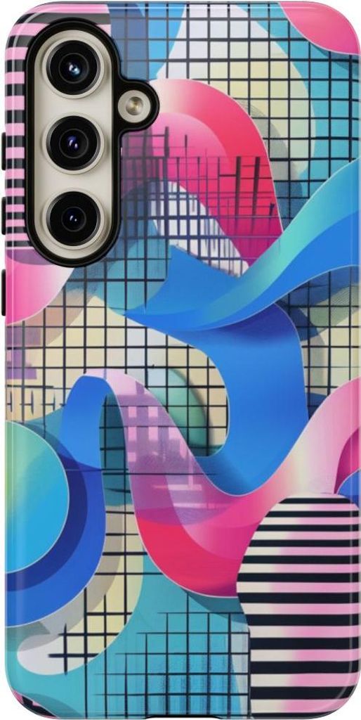 Buntes abstraktes Geometriemuster – Hülle Kompatibel mit Samsung Galaxy S24 Plus