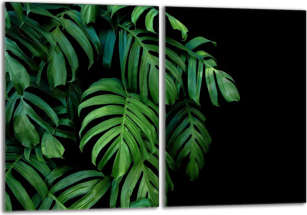 Set di piastre di copertura per piano cottura 2x40x52 cm in ceramica con alzatina in vetro, verde fogliame