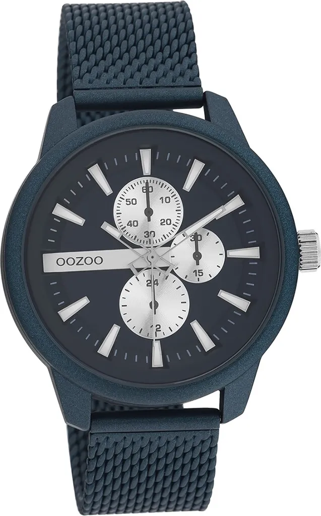 Montre Analogique Homme avec Bracelet en Maille Milanaise Bleue Oozoo