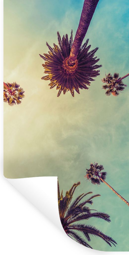 MuchoWow Wandtattoo Wandsticker Wandaufkleber Palme - Himmel - Bäume - Sommer - Tropisch 80x160 cm Selbstklebend und Repositionierbar - Sticker ...
