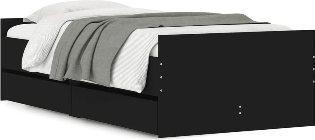 "2026 Aktion"Einzelbett/Jugendbett ️Hochwertiges - Erwachsene/r / Kind - Bett mit Schubladen Schwarz 75x190cm - Klassische Betten NeuMöbel406677