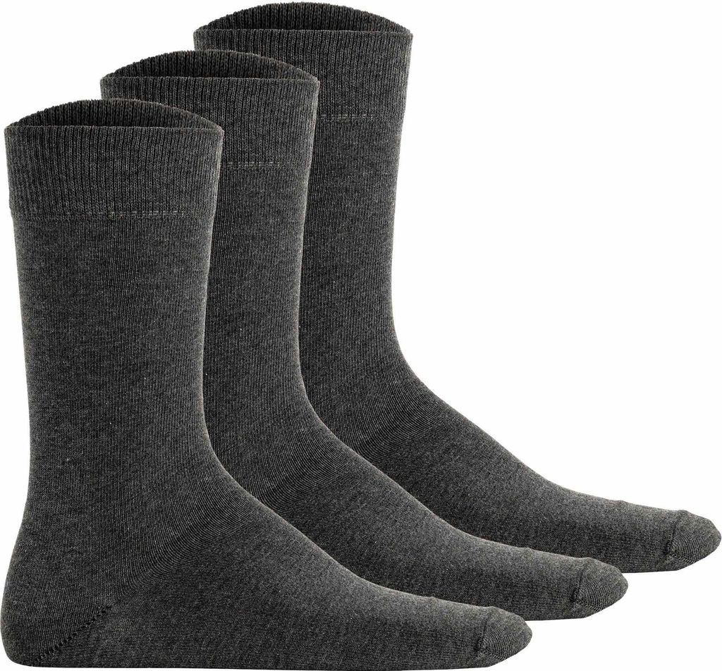 Hudson Uni Socken, 3er Pack - Simply, Basic Socken, einfarbig Grau meliert 43-46