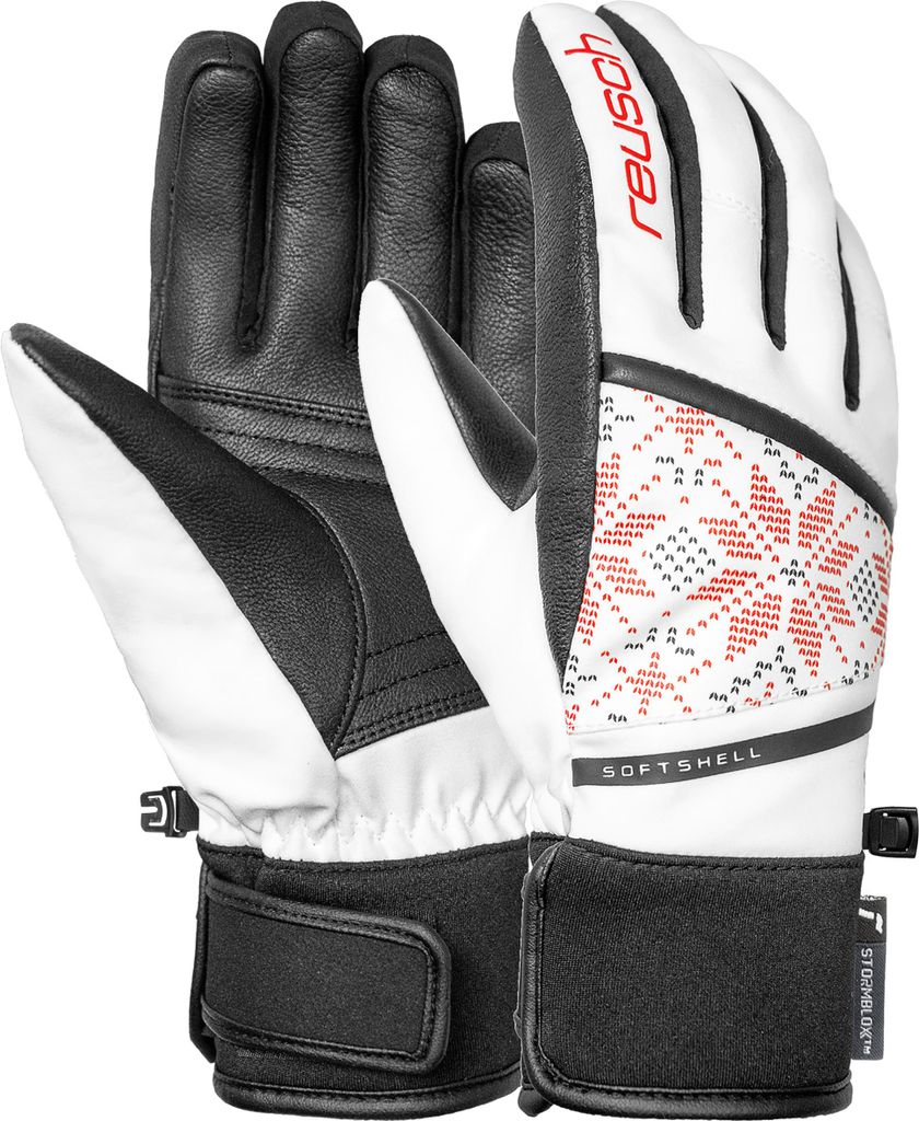 Reusch Fingerhandschuh Tessa STORMBLOXX aus wasserdichtem und atmungsaktivem Material 1038 whit/fire red snflak 8.5