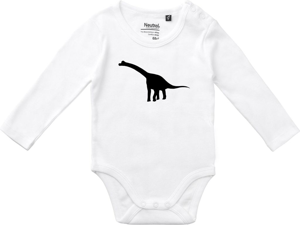 Huuraa Baby Body Brachiosaurus Dinosaurier 68 White Baumwolle Fairtrade Langarmbody Geschenkidee