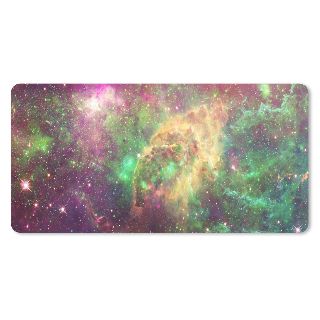 MuchoWow Schreibtischunterlage Sterne - Grün - Weltraum 80x40 cm - XXL Mauspad - Gaming Mauspad