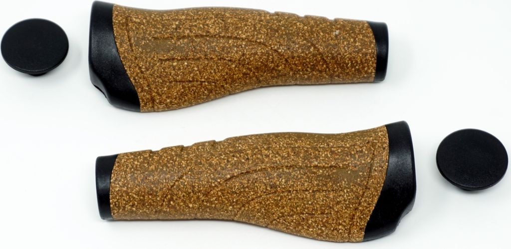 Fahrradgriffe Gel + Kork braun/schwarz ergonomisch geformte Produktbild 