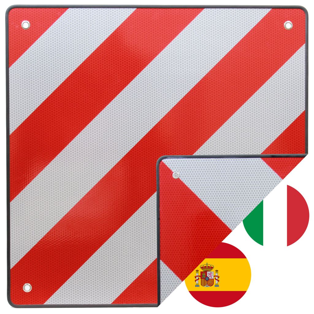 EYEPOWER Warntafel Italien Spanien B-Ware 50x50 Reflektor Warnschild Rot  Weiß : : Baumarkt
