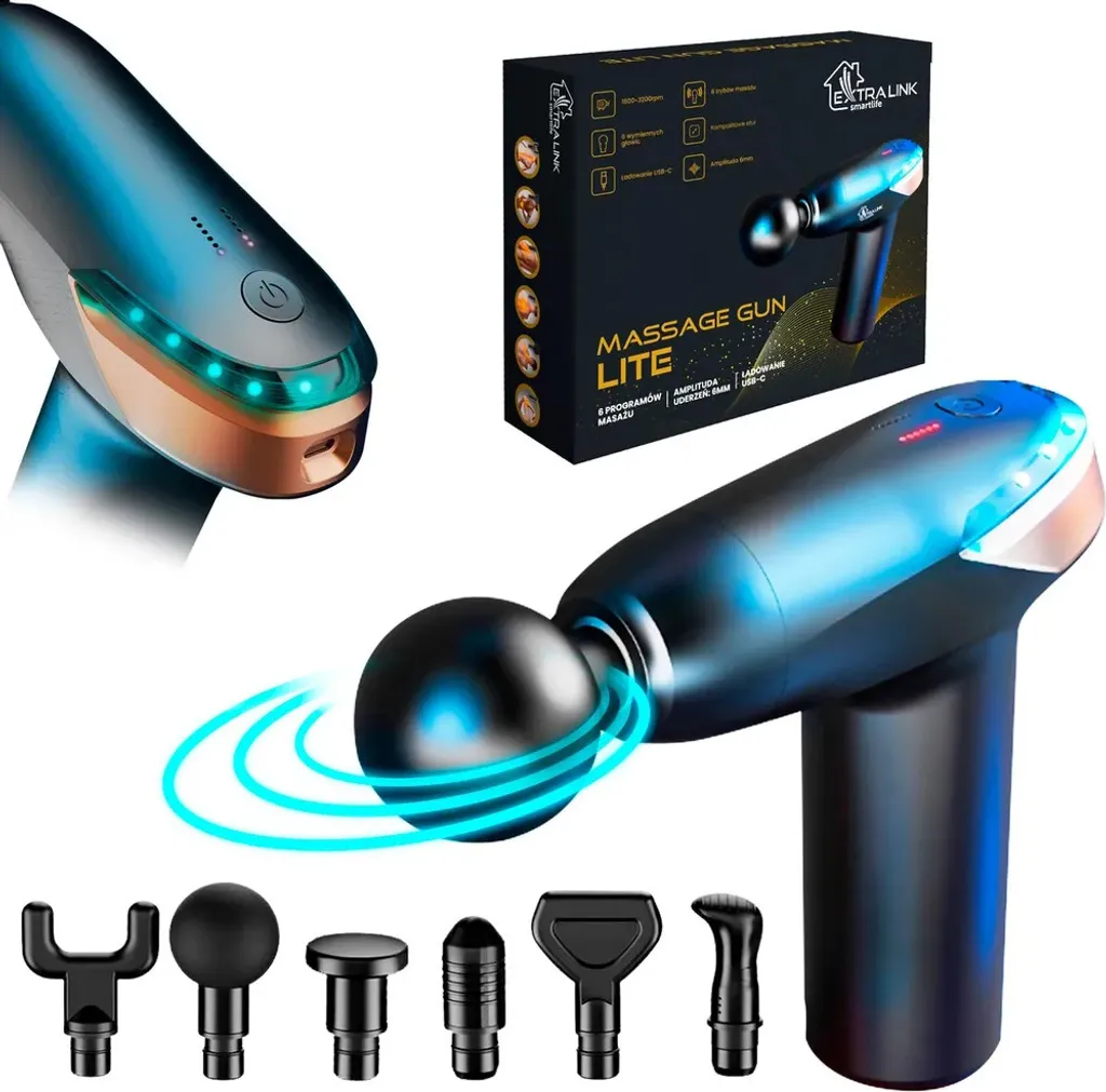 Extralink MSG02 LITE Pistolet de Massage Musculaire Noir - Design Compact