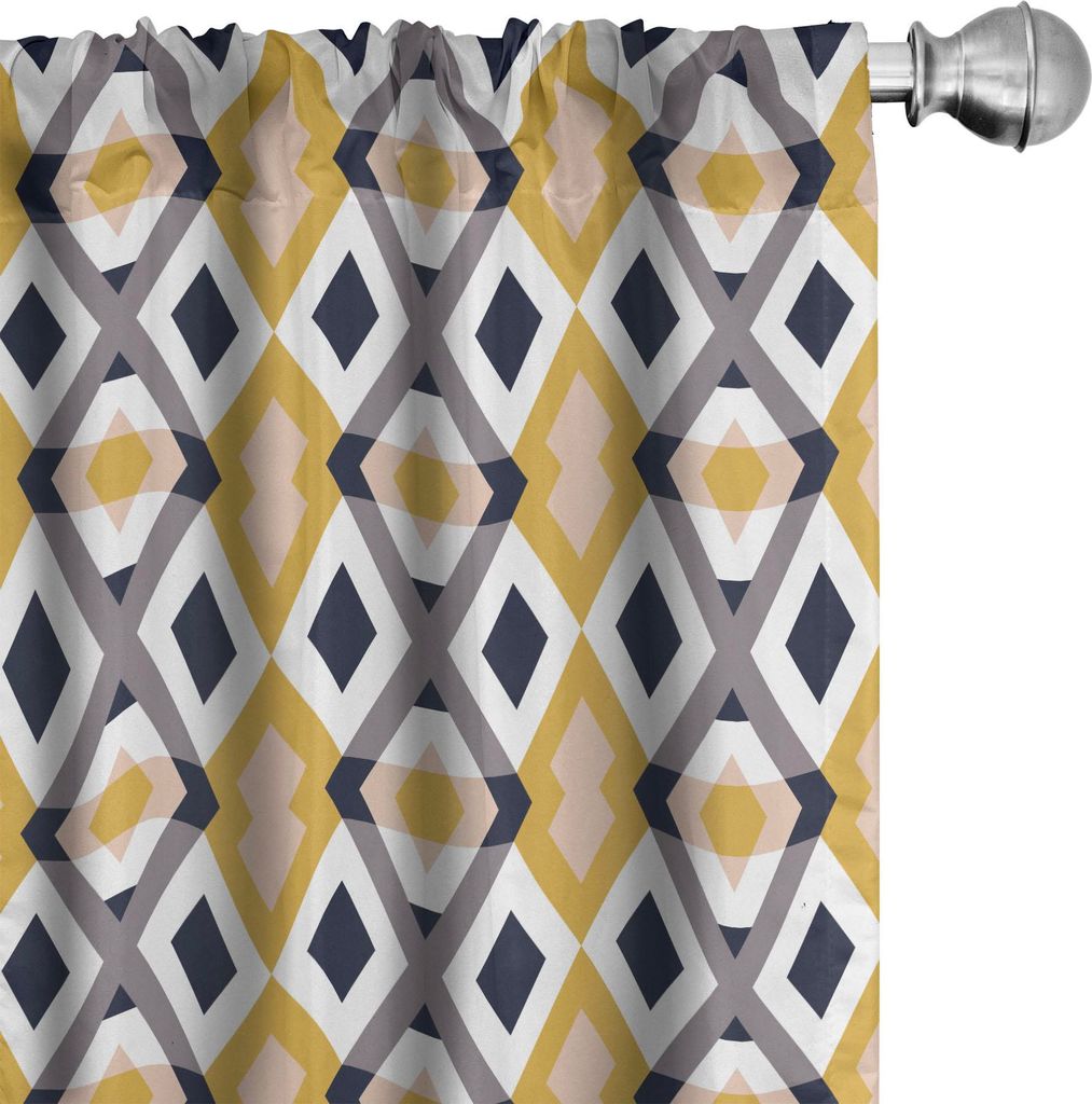 ABAKUHAUS Abstrakt Vorhänge, Gardinen, Rauten geometrische Natur-Töne, 2 Stück 75 x 245 cm, Erde Gelb Taupe Grau