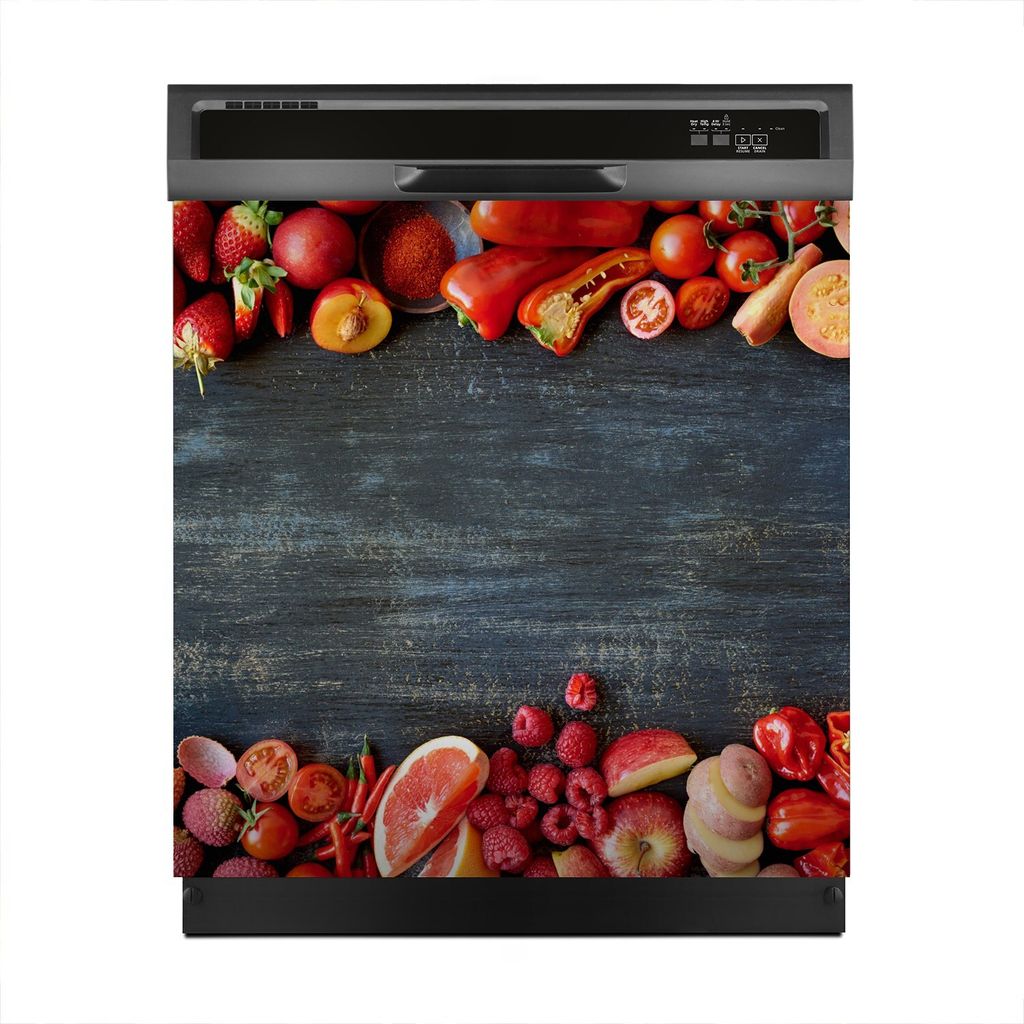 Magnete Dekorative 60x60 cm Küche Magnetmatte Spülmaschine - Früchte auf Holz