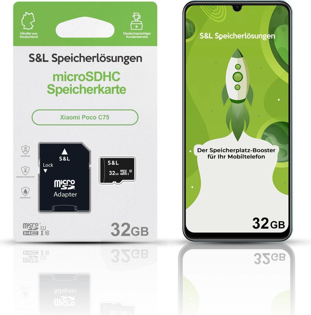 microSD Speicherkarte S&L für Xiaomi Poco C75 - Speicherkapazität: 32 GB