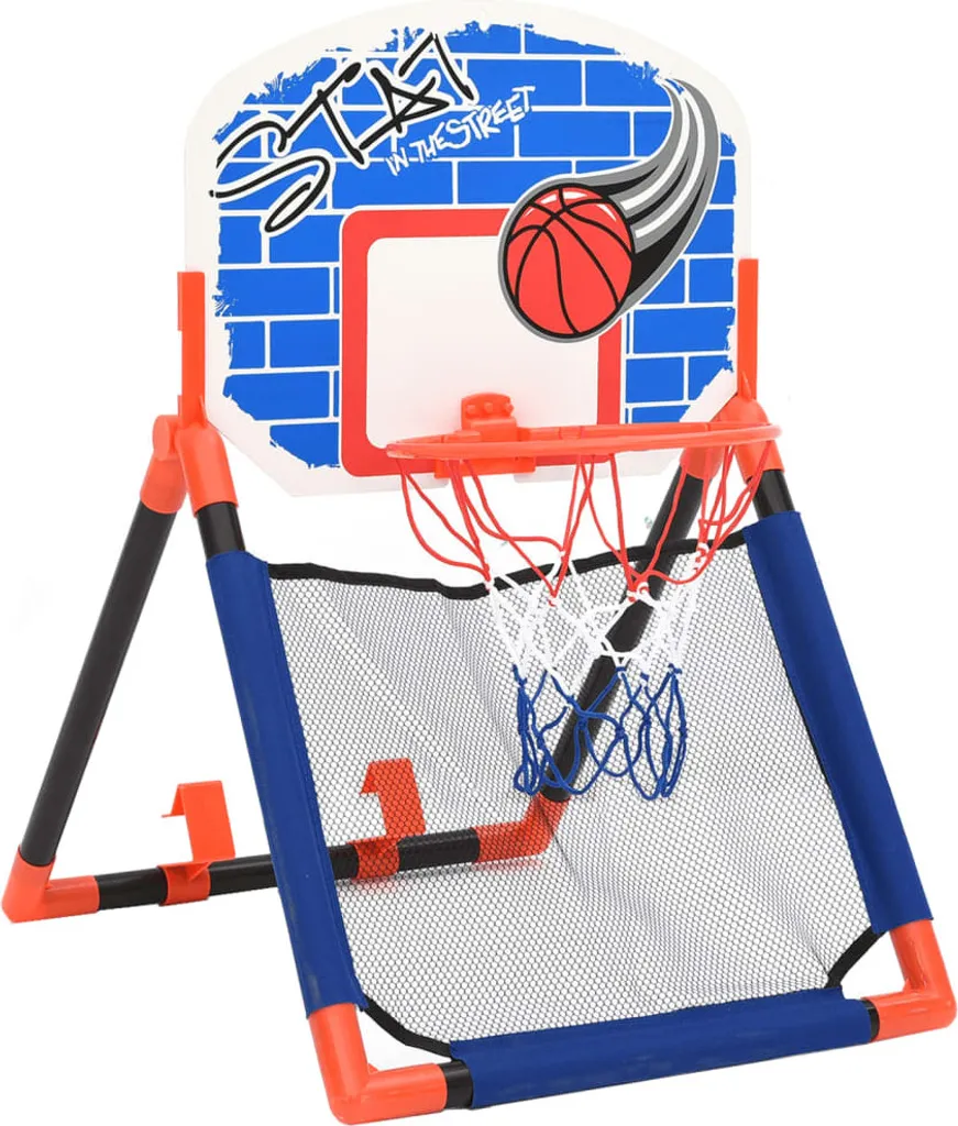 Panier de basket 2-en-1 pour enfant avec fixation murale et socle stable