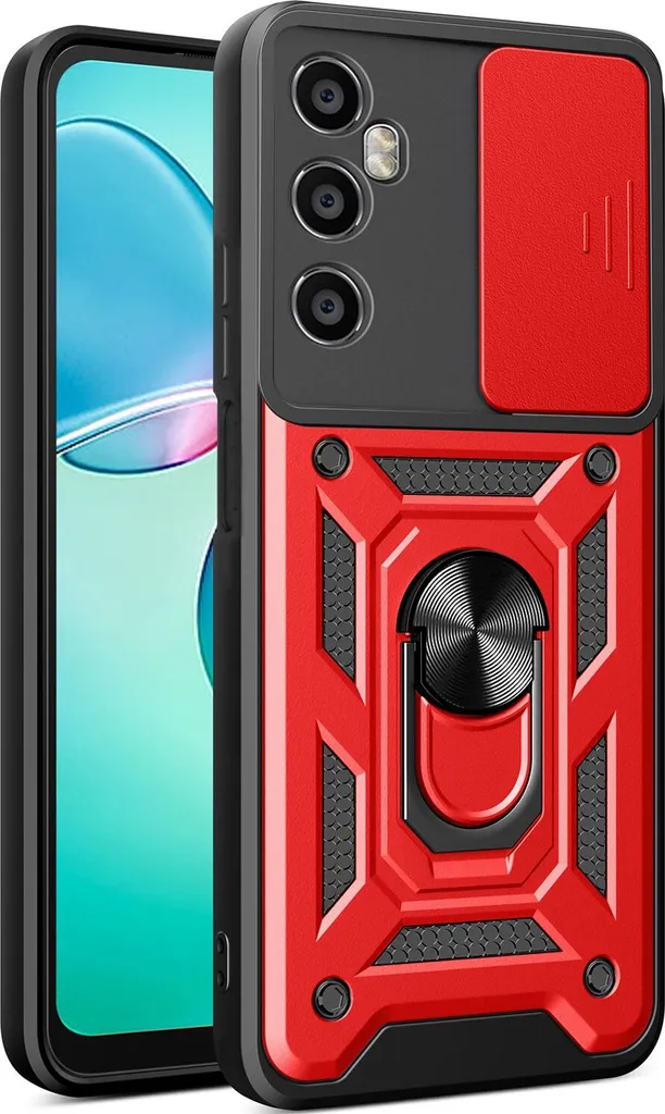 GOKEN Cover Per Realme C67 4G: Custodia Armor Con Anello Metallico 360° E Protezione Scivolo Per Fotocamera - Nero
