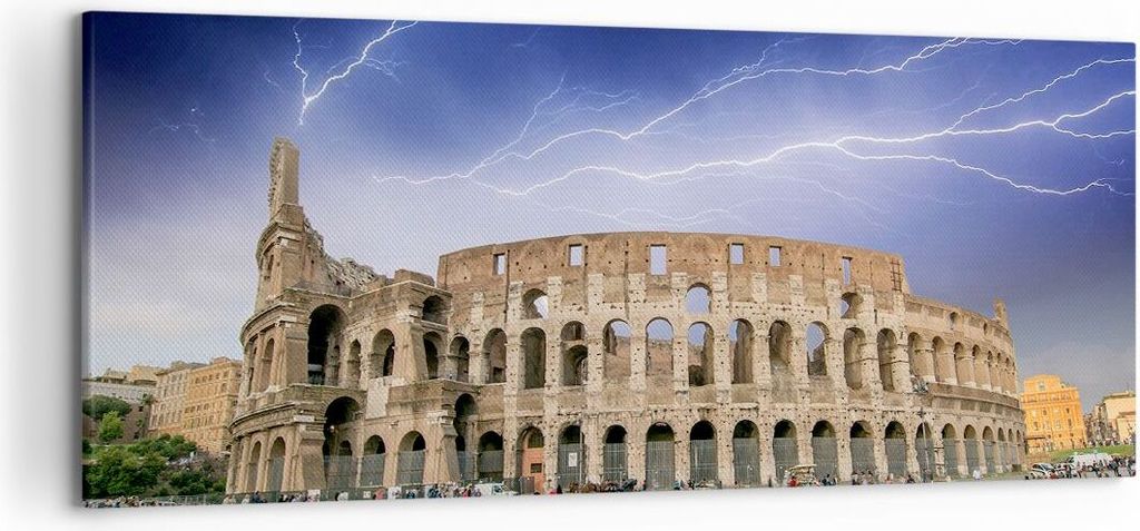 Bild auf Leinwand - Leinwandbild - Italien Architektur Kolosseum Tourismus - 120x50cm - Wand Bild - Wanddeko - Leinwanddruck - Bilder - Kunstdruck ...
