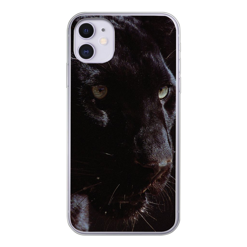 MuchoWow Handyhülle Schutzhülle Hülle für iPhone 11 Panther - Tier - Schwarz Silikon Softcase Handy Hülle - Handytasche