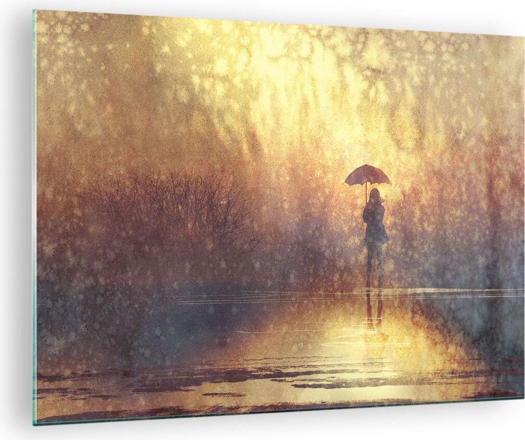 Bilder auf glas - Frau Regen - 70x50cm - Glasbilder - Wandbilder - Bilder - Kunstdruck - zum Aufhängen bereit - Wanddekoration aus Glas - Glas Bil...