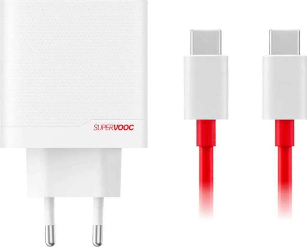 Chargeur SuperVook 80W Oneplus double port USB blanc avec câble