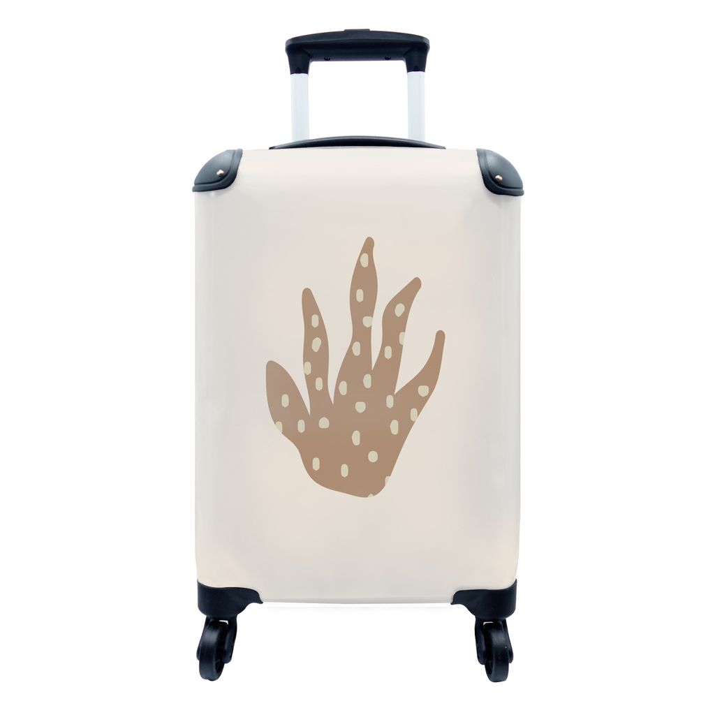 MuchoWow Koffer Handgepäck Trolley Rollkoffer Kleine Reisekoffer mit 4 Rollen - Pastell - Pflanzen - Braun - Cabin Size < 55x40x23 cm & 55x40x20...