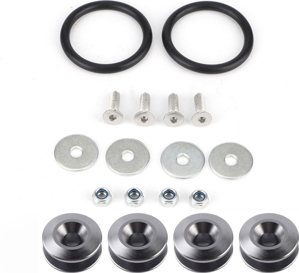 Auto Aluminiumlegierung Stoßstange Unterlegscheibe/Bolzen Motorraum Dress Up Kit Schnellverschluss grau