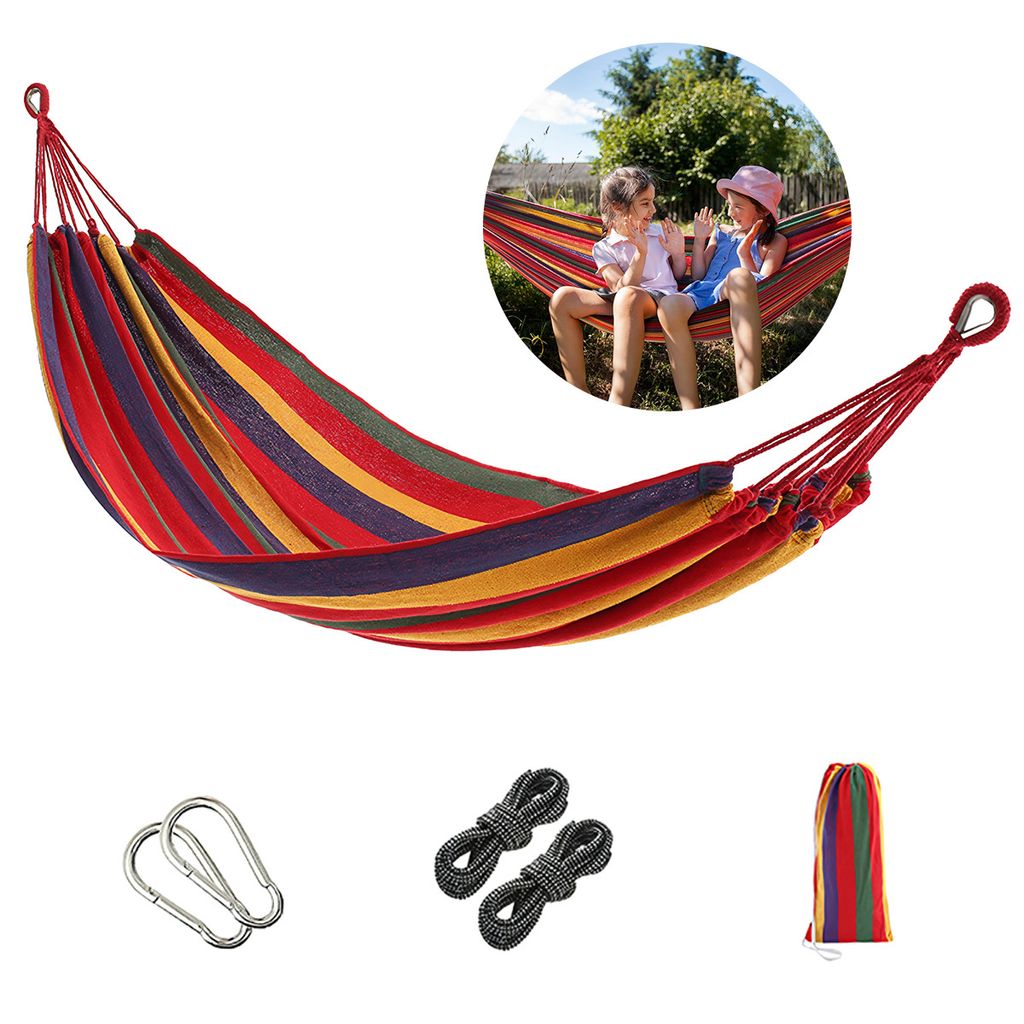 Hängematte Baumwolle Bequemer Stoff mit Baumfreundlichen Gurten zum Aufhängen,Tragbare Hängematte mit Reisetasche für Garten, Balkon,Terrasse, ...