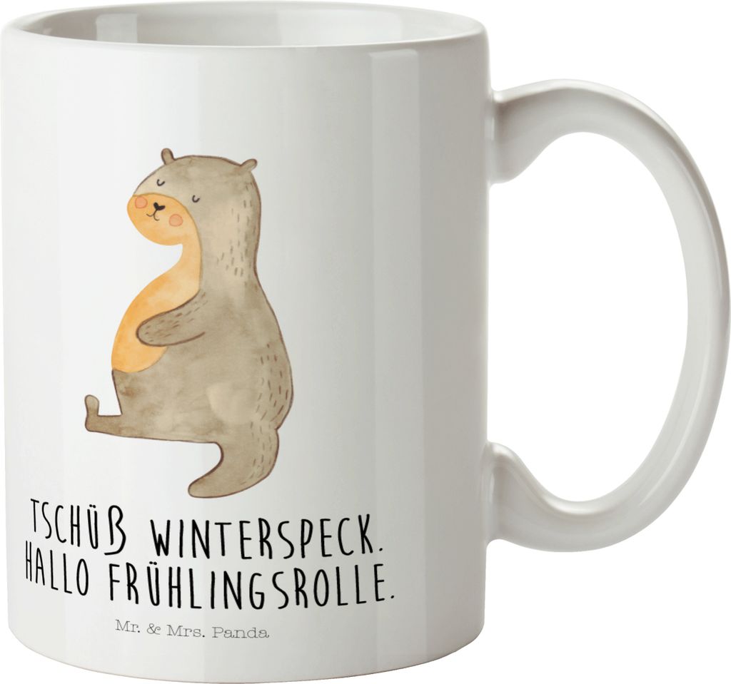 Mr. & Mrs. Panda Haferl Otter Bauch - Weiß - Geschenk, Essen. Foodlover, Kinderbecher, Sportmuffel, Winterspeck, Kindertasse, Pott, Plastikbecher,...
