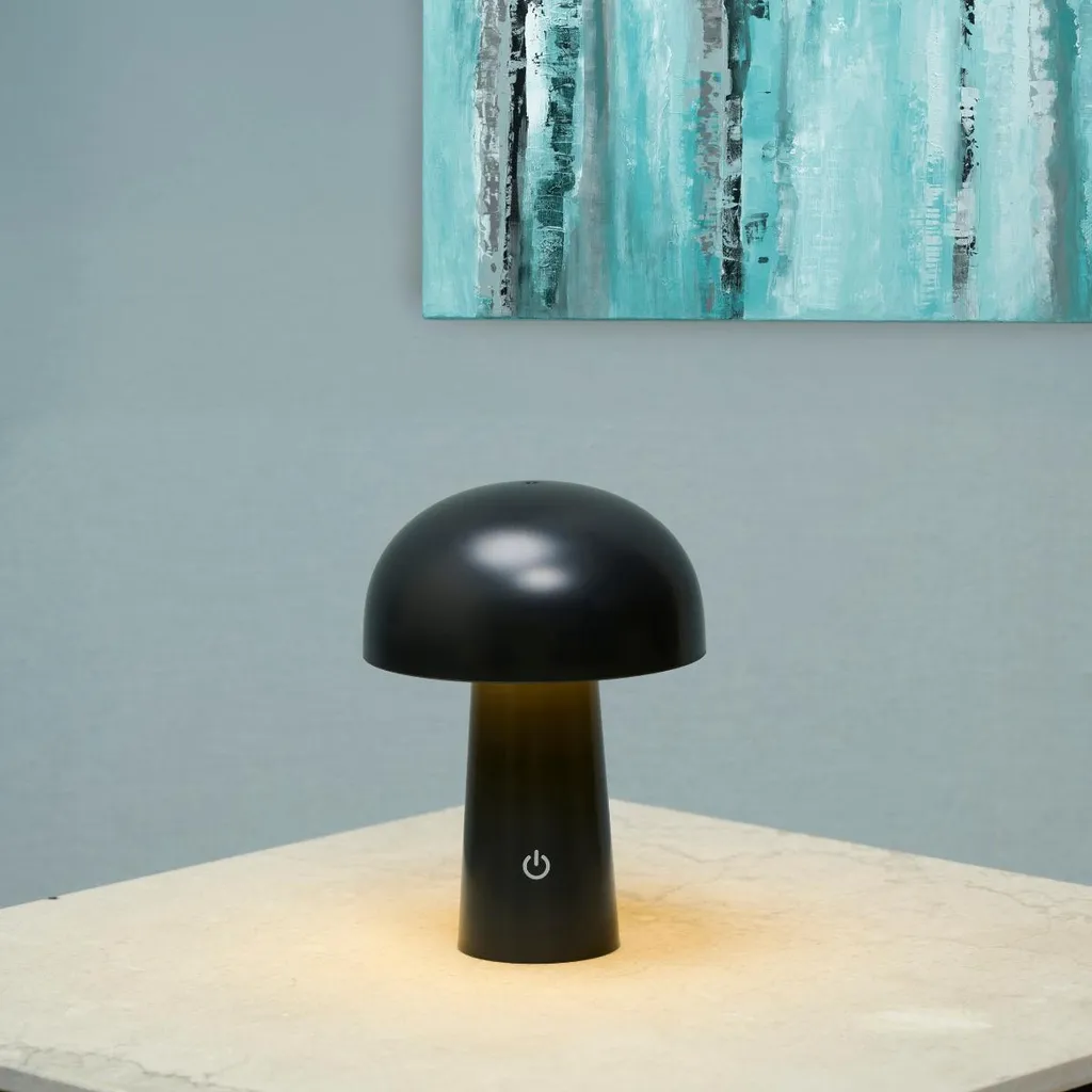 Lampe de Nuit LED Rechargeable Design Pilz Noir avec Capteur Tactile - 2