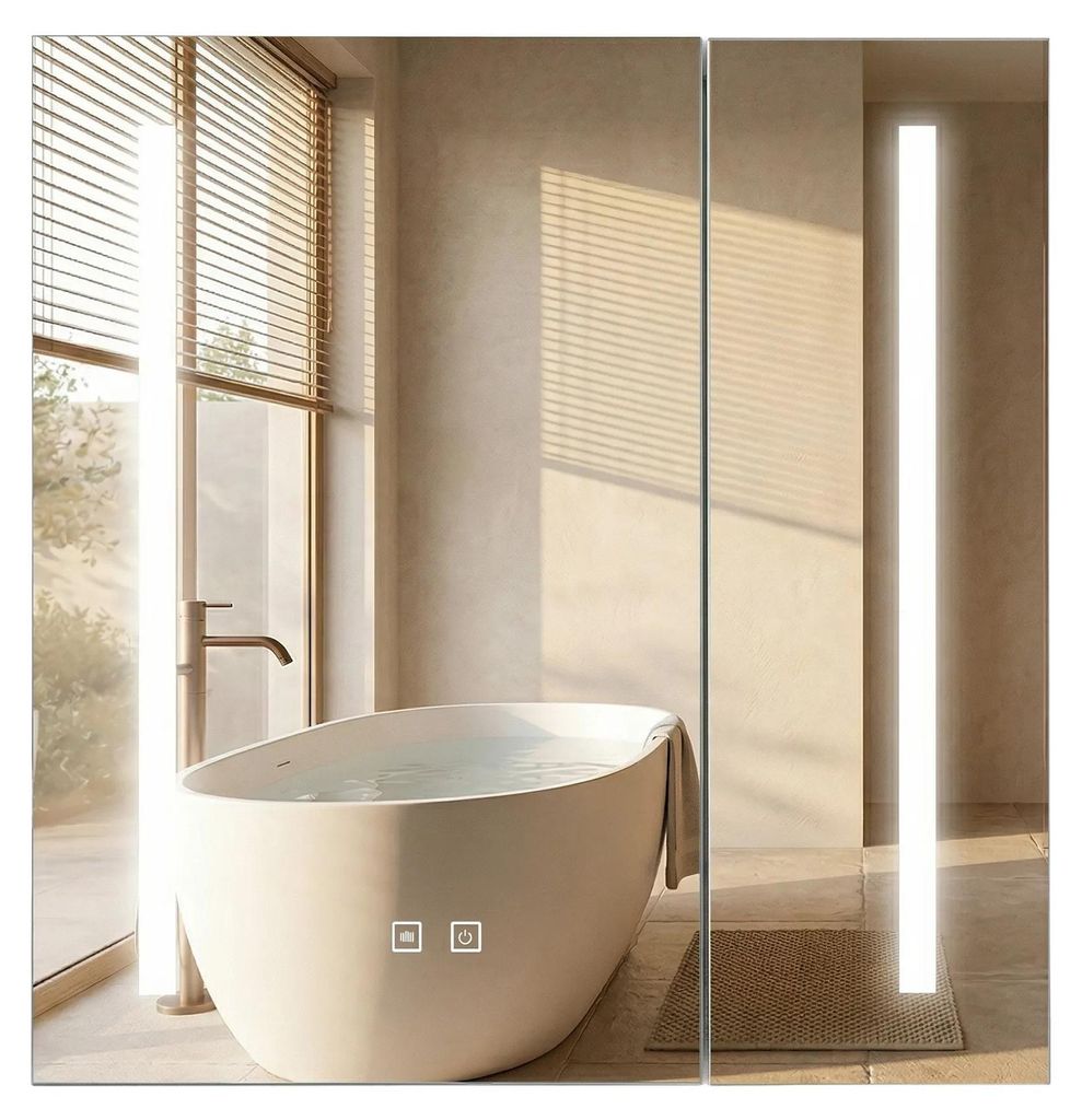 Armoire À Miroir Rea M1015-60 60X65 Led Blanc Image du produit 