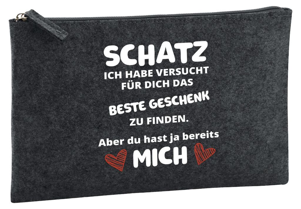 Huuraa Kulturbeutel Schatz versucht das beste Geschenk zu finden. Aber du hast mich. 1 Liter Charcoal Filz Kosmetiktasche Geschenkidee