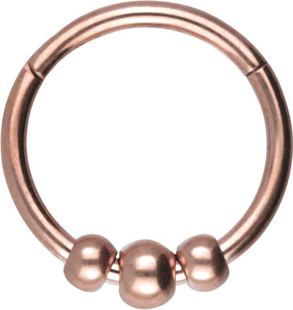Ohrpiercing, Nasenpiercing, Septum Piercing Chirurgenstahl Segmentring Clicker 3 KUGELN RoséGold Innendurchmesser: 10 mm