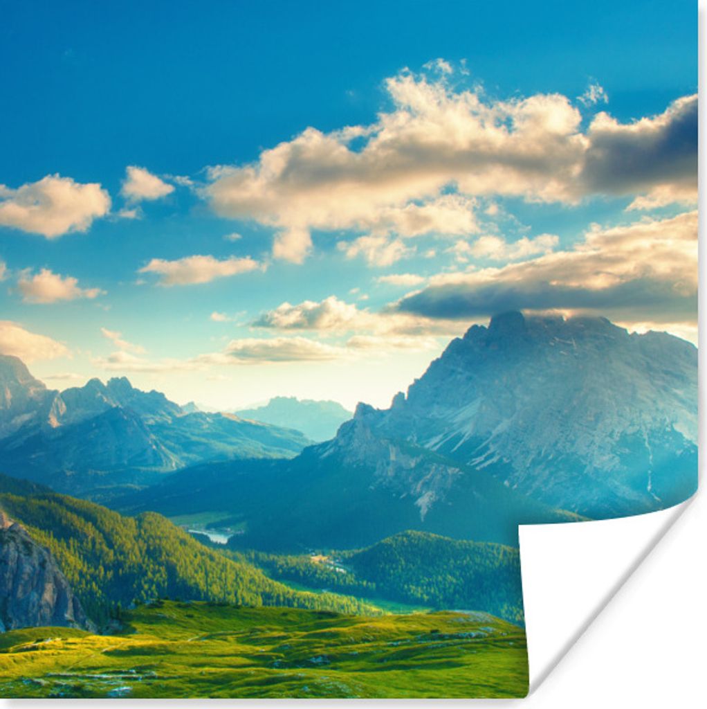 MuchoWow Poster Alpen - Sonne - Natur 75x75 cm - Wand Dekoration