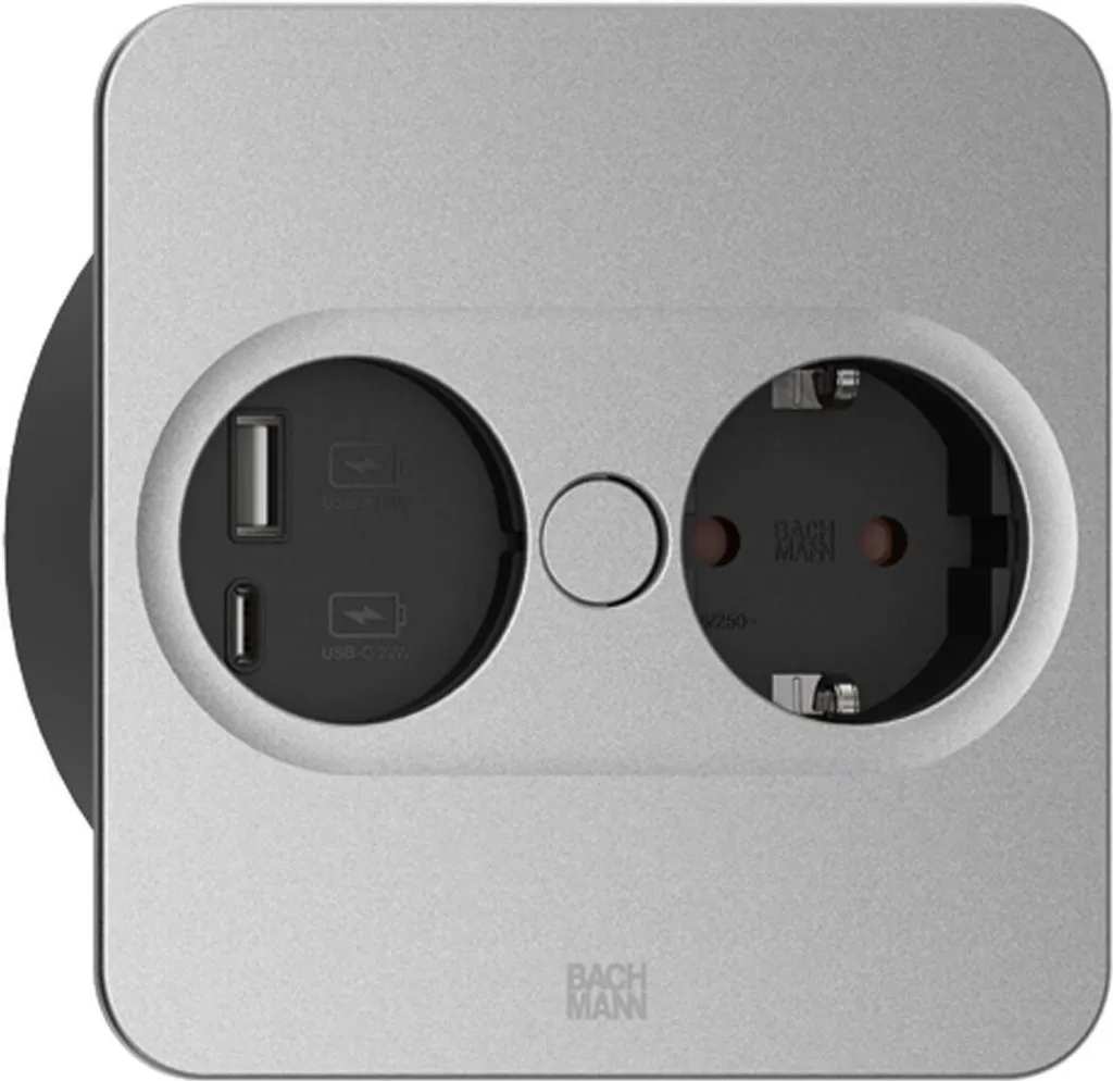Prise escamotable Bachmann TWIST 2 Noire - Bloc multiprise USB Cuisine