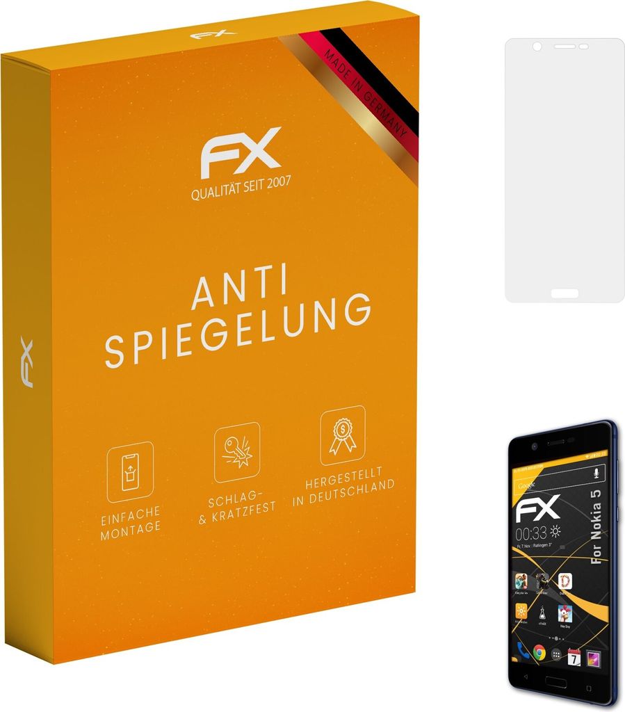 atFoliX FX-Antireflex 3x Schutzfolie kompatibel mit Nokia 5 Displayfolie
