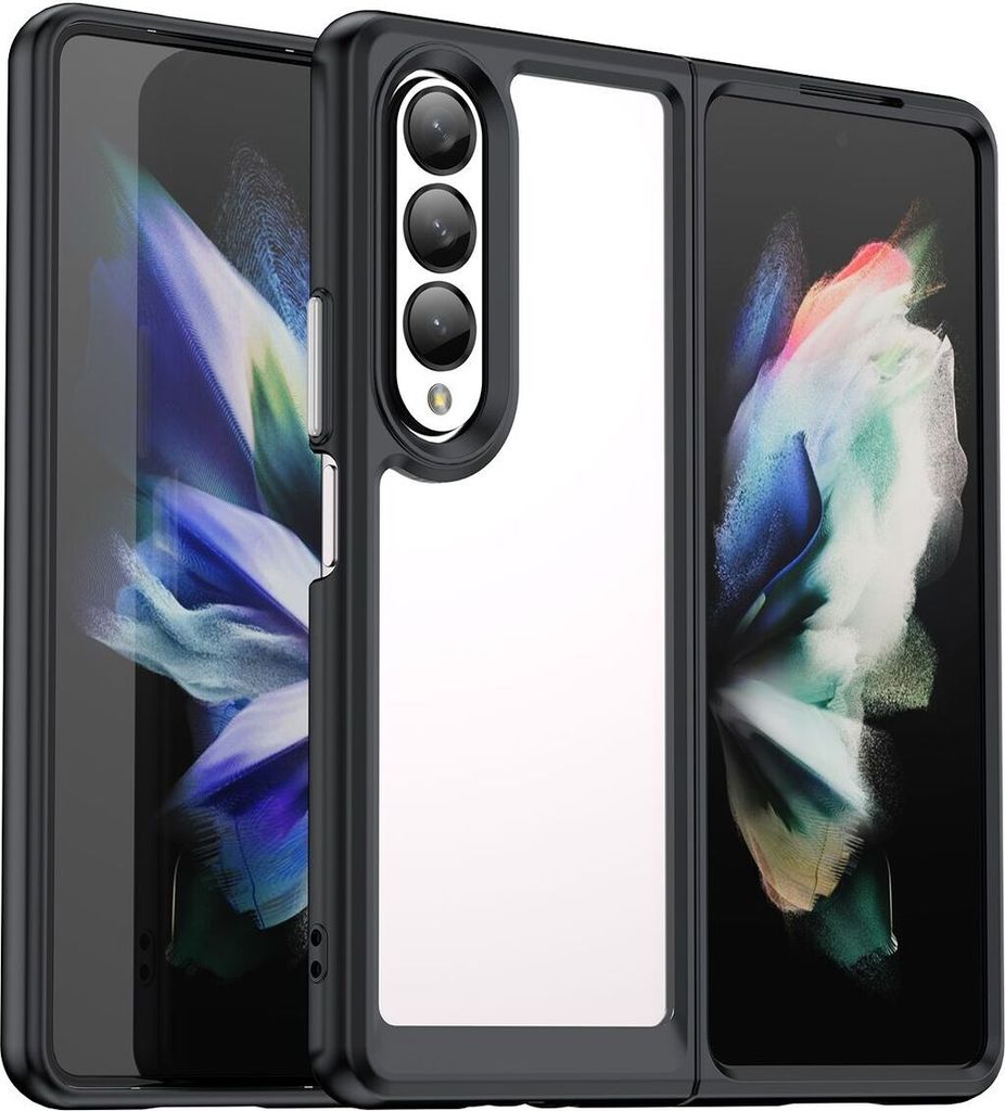 König Design Hülle kompatibel mit Samsung Galaxy Z Fold4 5G Kunststoff Soft Handyhülle - Handy Case Schwarz
