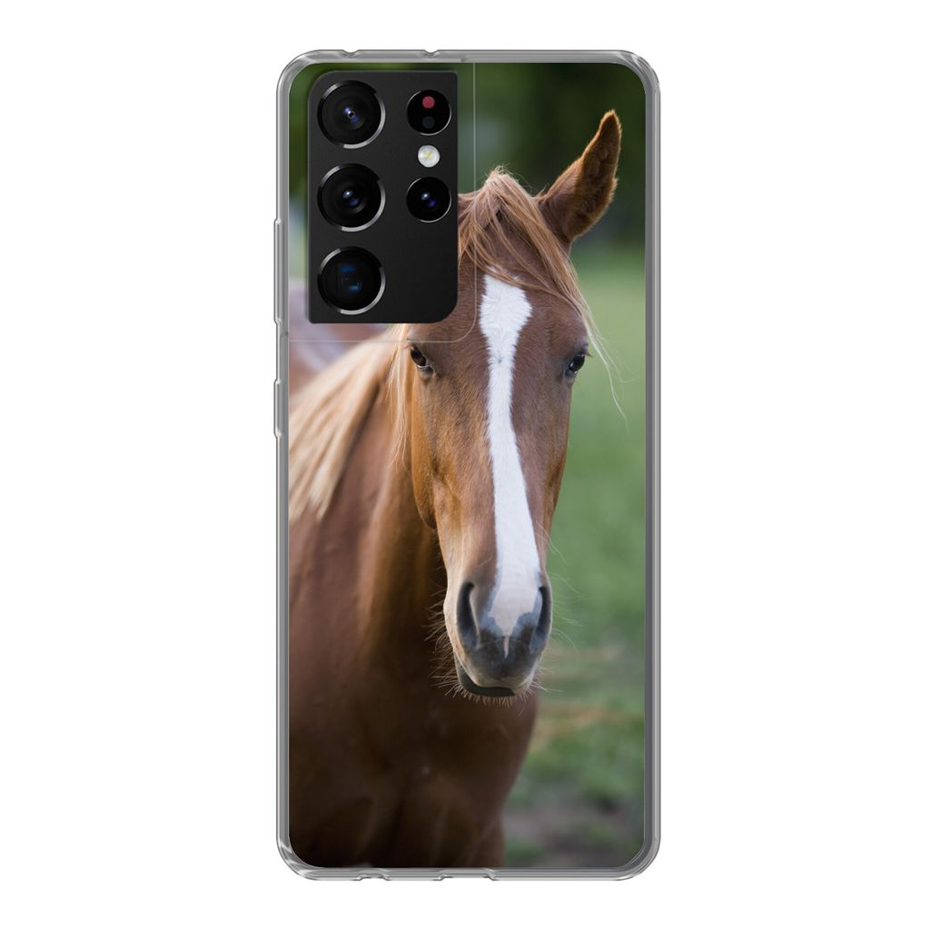 MuchoWow Handyhülle Schutzhülle Hülle für Samsung Galaxy S21 Ultra Pferd - Natur - Porträt Silikon Softcase Handy Hülle - Mobiltelefon