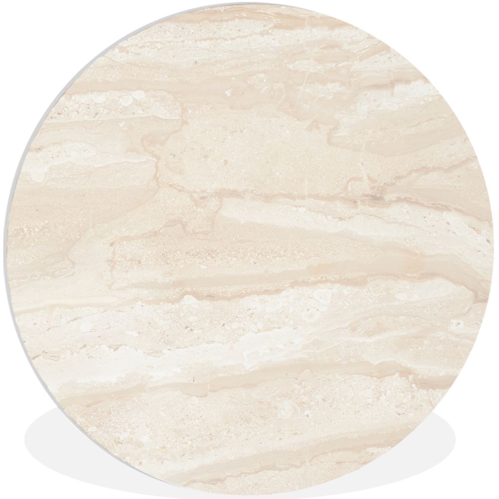 MuchoWow Rundes Wandbild - Runde Bilder Marmor - Kalk - Sand - Textur Ø 90 cm Kreis Wanddekoration Kunststoff - Wandkreis - Wandschmuck - Wand-K...
