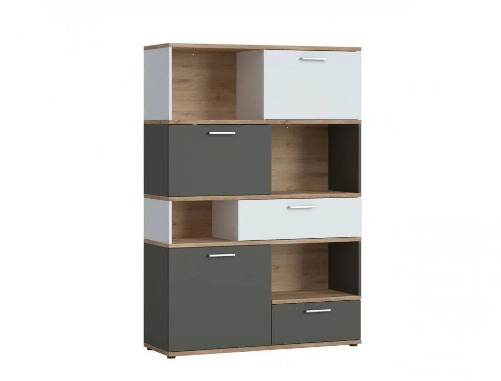 Commode large Twenty en bois avec niches de rangement encastrées