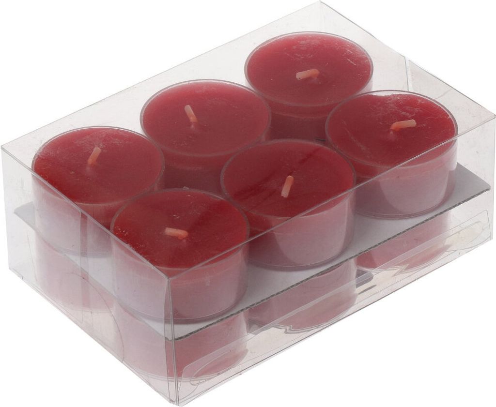 Teelichter in Kunststoffhülle Rubin Rot 18/38mm, 12er-Pack Produktbild 