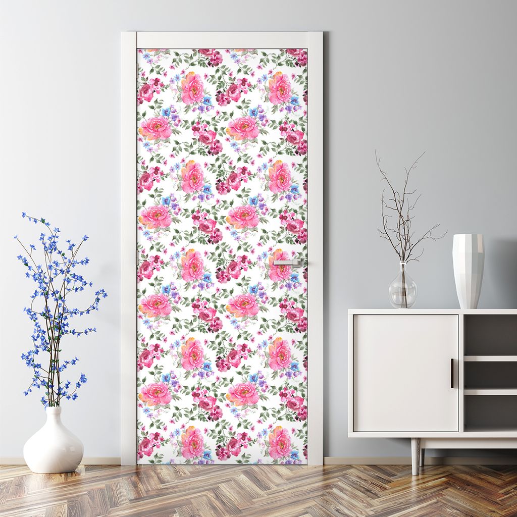 Dekorative Türposter selbstklebend Wandaufkleber Tür dekoration Regenbogen-Dreiecke 70 x 200 cm
