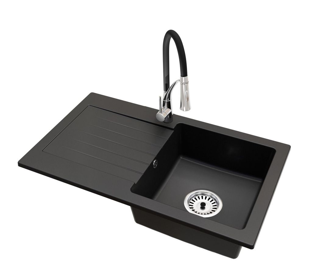Küchenspüle Einbecken Leon Siphon Chrom Armatur Nexo Chrom