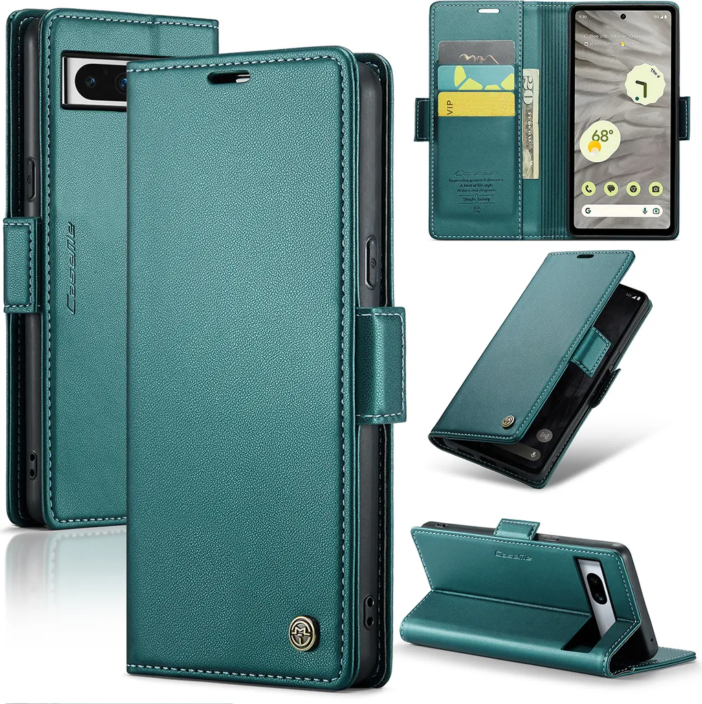 Custodia Google Pixel 7A, Custodia in pelle con supporto per Google Pixel 7A Verde